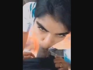 Pleasure a cute girl outdoors with a
