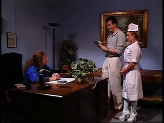 A ash-blonde boss  his nurse with oral