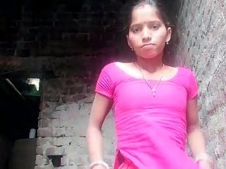 Indian lady in village showcases off her
