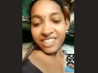 Adorable Indian gal joys herself with