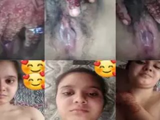 Hairy Desi damsel  herself with her