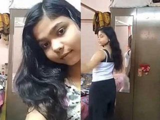 Indian girl's  self-portrait flashing