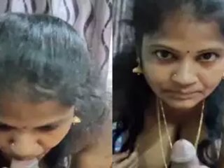 Middle-aged Indian housewife performs