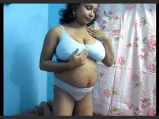 Alluring auntie in blue undergarments